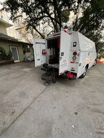 Magnet Plumbing service vehicle on-site for Sewer Line Repair in Baton Rouge